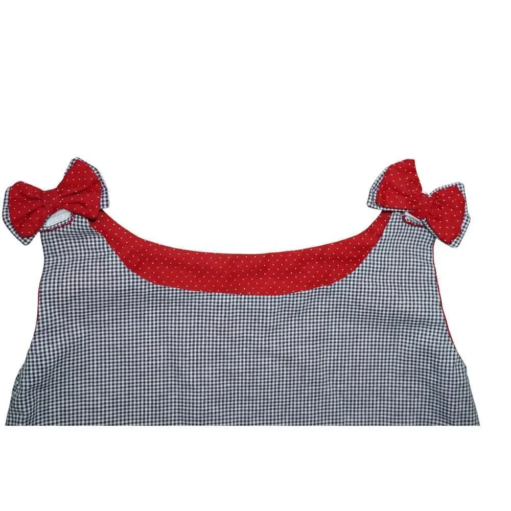 Handmade Ladybug Gingham Dress with Removable Bows – Size 3T